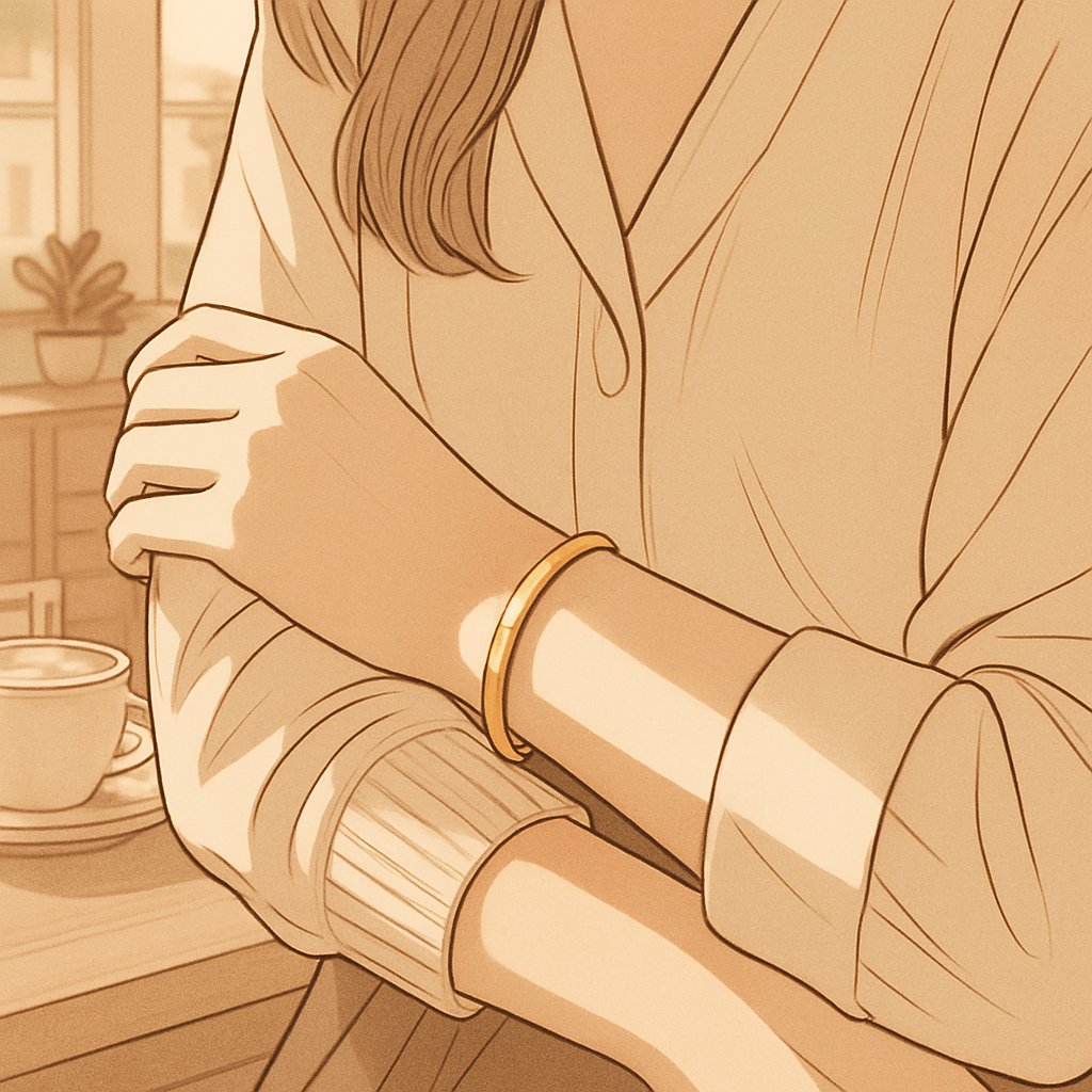 Elegant 14k gold bracelet shimmering on a wrist, perfect for everyday wear