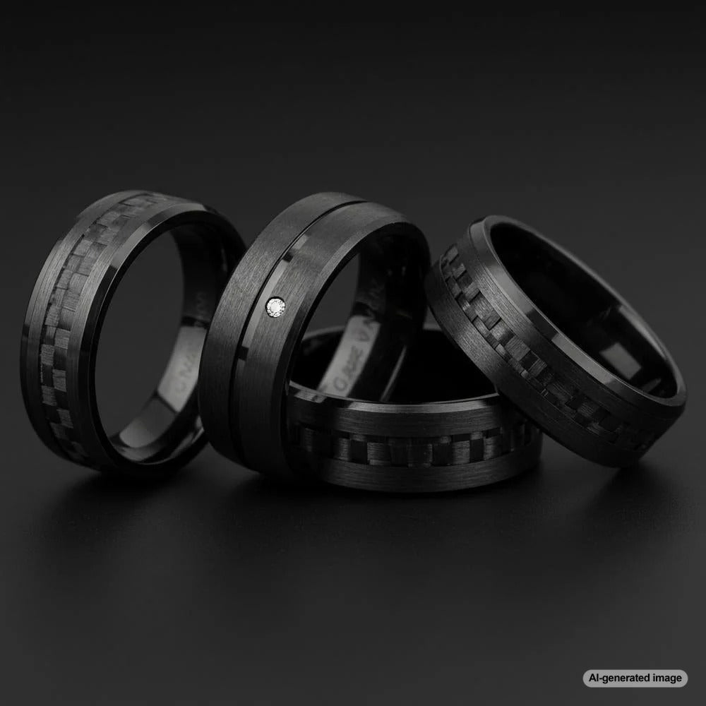 Carbon Fiber Men's Wedding Bands - Modern and Durable Rings for Grooms