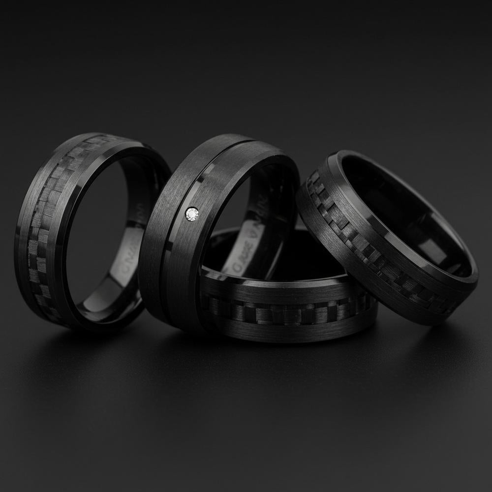 Carbon Fiber Men's Wedding Bands - Modern and Durable Rings for Grooms