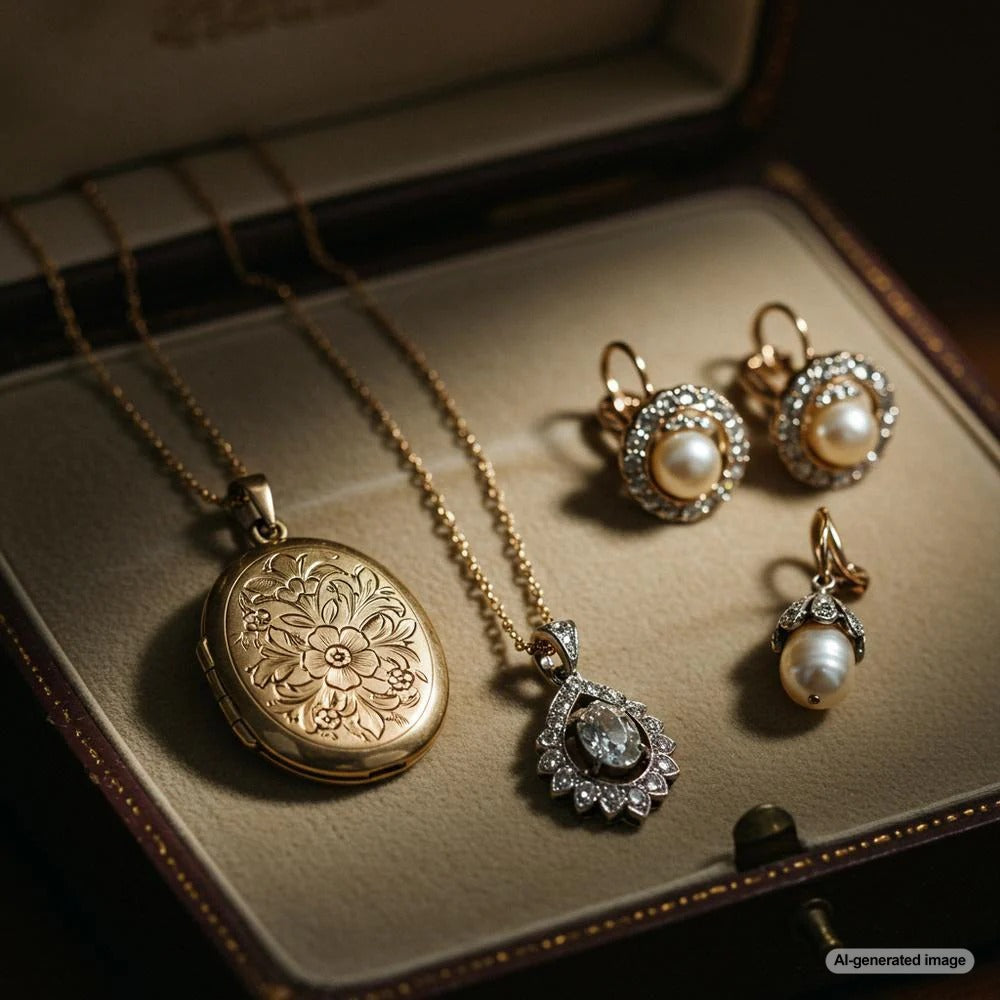 Caring for heirloom jewelry featuring a collection of vintage jewelry pieces displayed elegantly.
