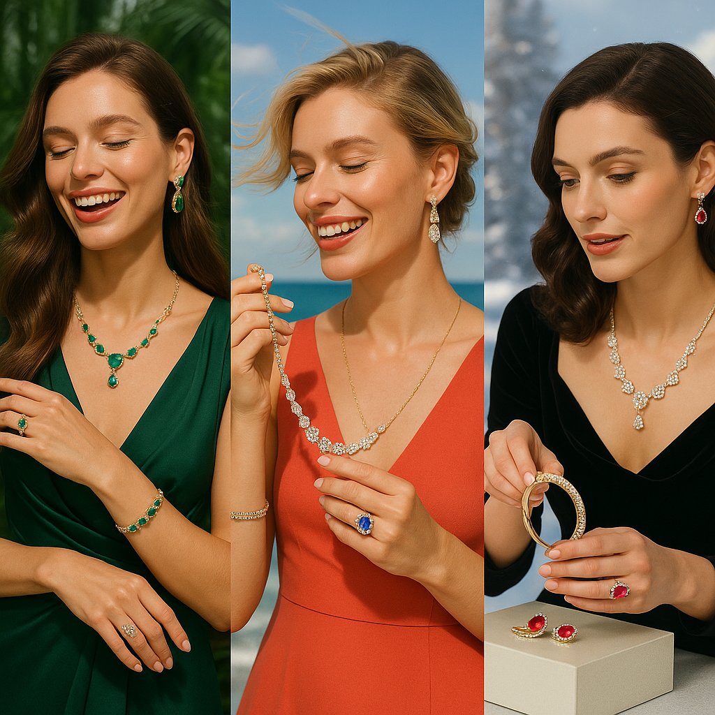 A collection of fine jewelry including rings, necklaces, and bracelets displayed in a climate-controlled environment