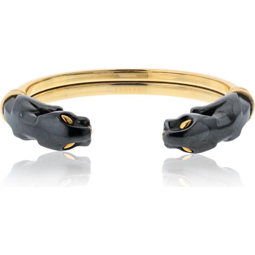 Cartier 18k Yellow Gold Double Head Hematite Panther Cuff Bracelet from Robinson's Jewelers