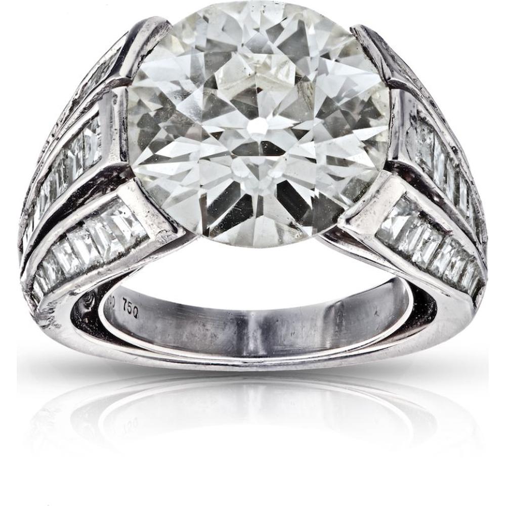 Carvin French 5 Carat Old European Cut Diamond M VS2 GIA Ring in Platinum and 18k White Gold