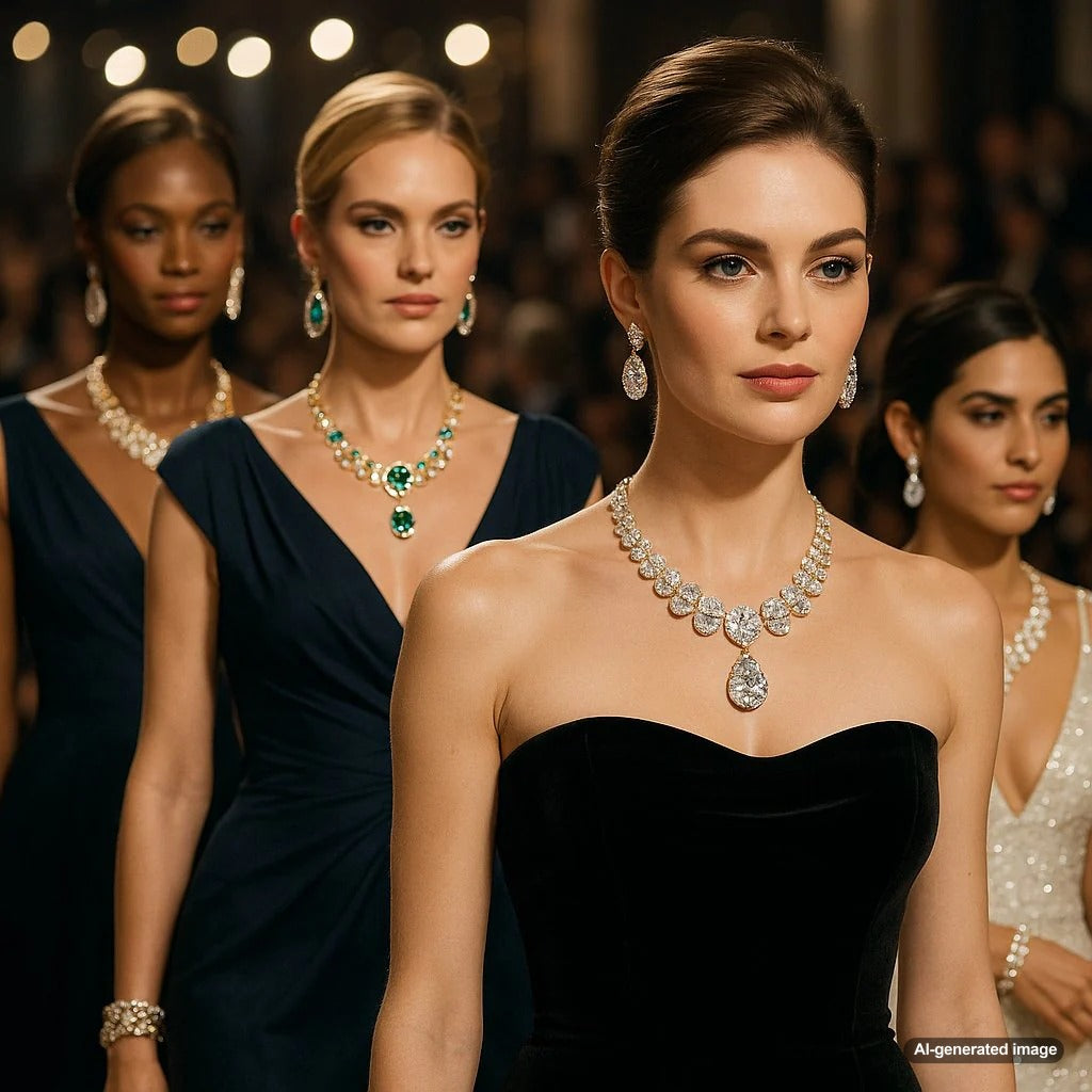 Celebrity-inspired jewelry trends featuring layered necklaces, statement earrings and bold bracelets similar to styles worn on red carpets