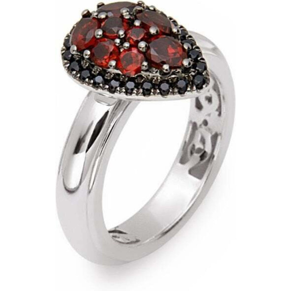 Charles Krypell Sterling Silver Roxy Pear Ring with Garnet