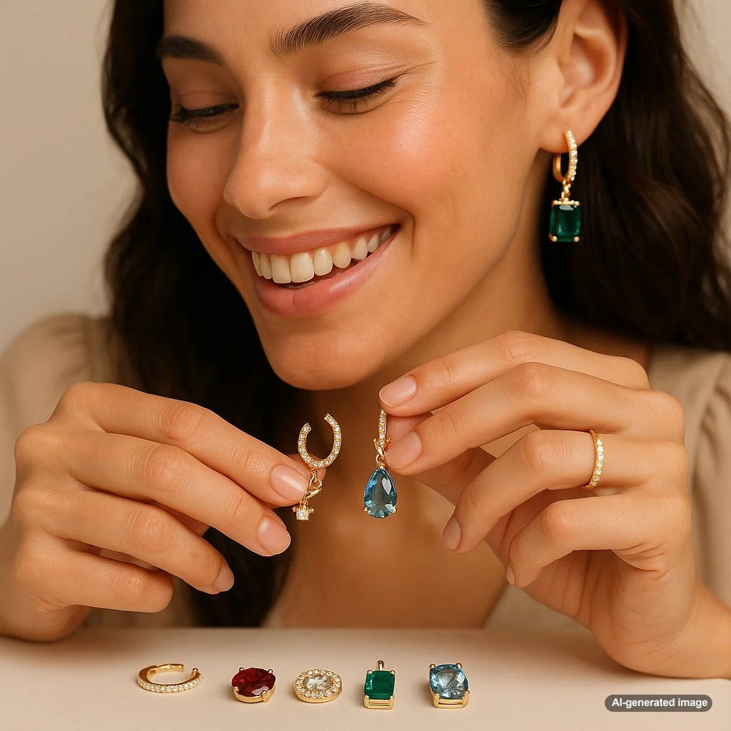 A stunning collection of modular and convertible fine jewelry pieces from Robinson's Jewelers, showing necklaces, pendants, and rings that can be worn in multiple configurations.