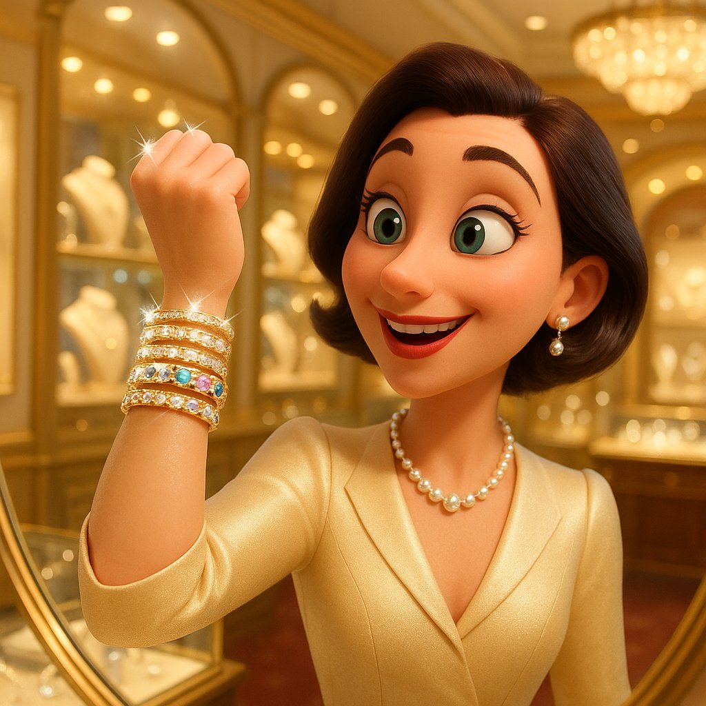 Artfully stacked bracelets and rings creating a personalized jewelry signature