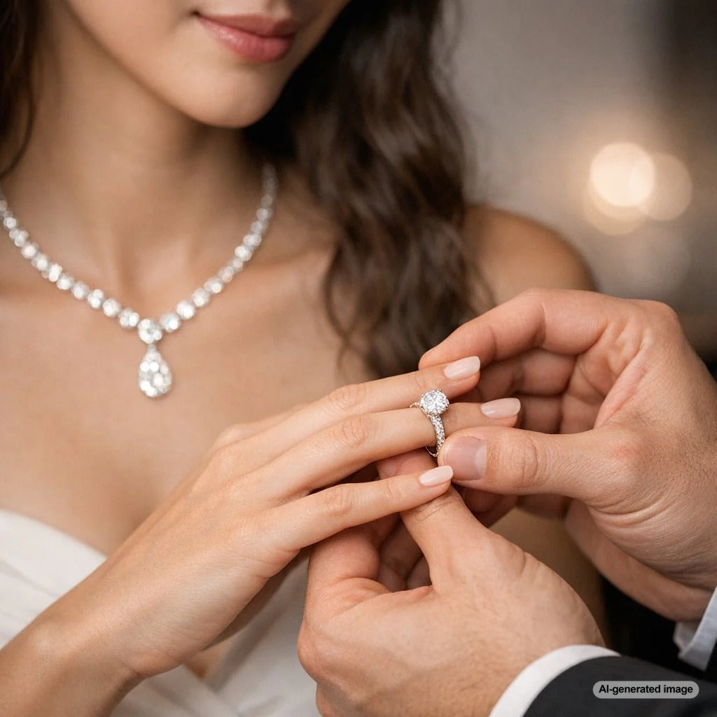 A stunning open jewelry box from Robinson's Jewelers revealing a sparkling diamond ring and bracelet on a luxurious velvet interior, ready for a viral unboxing video.