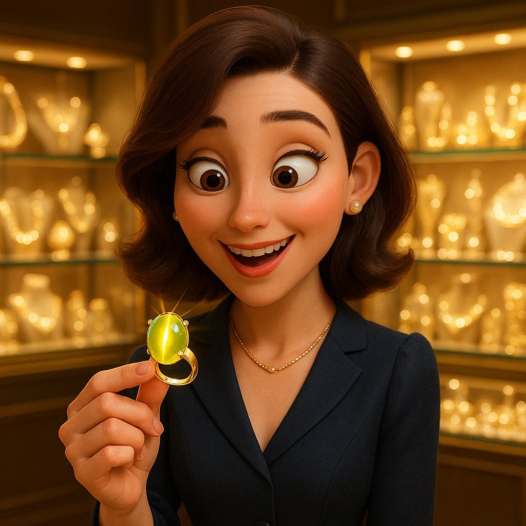 Close-up of a stunning Cymophane Cat's Eye Chrysoberyl gemstone showing its distinctive moving light band