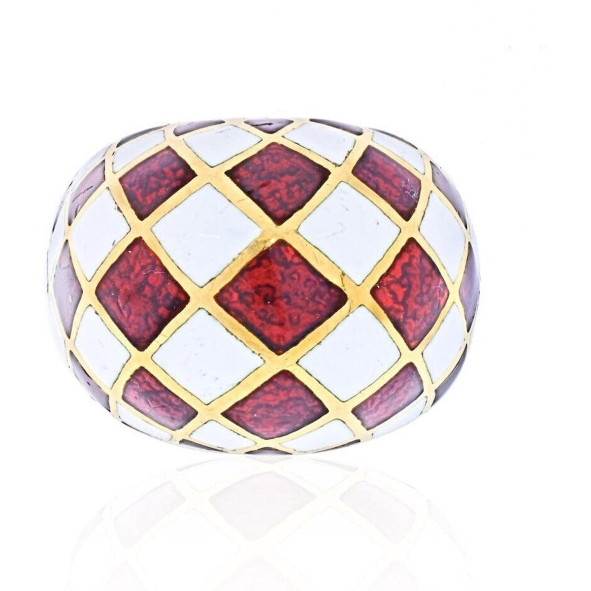 David Webb Platinum & 18K Yellow Gold Checkerboard Dome Ring