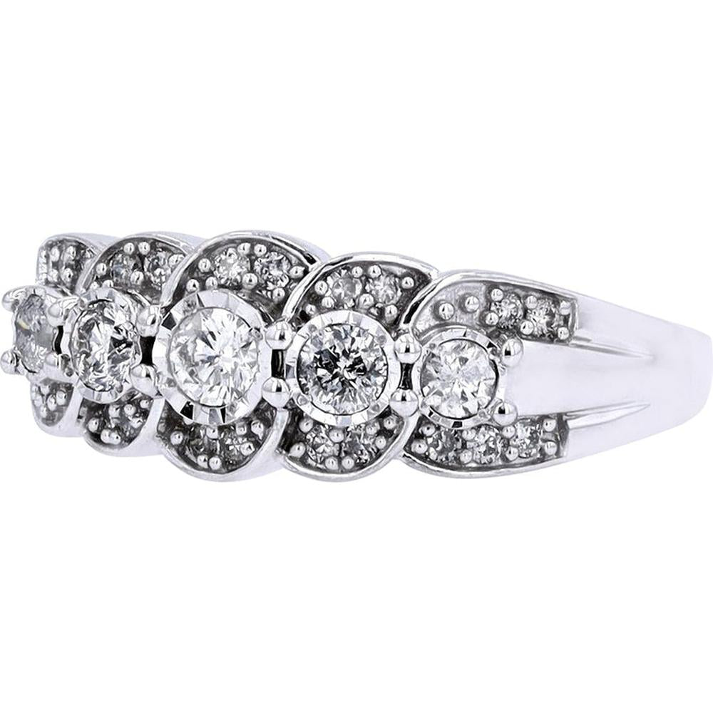 Dazzling 10K white gold diamond band with 1/2 carat total diamond weight, perfect for weddings and anniversaries