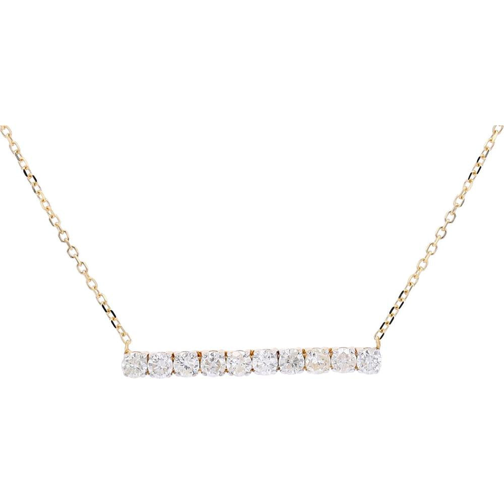 Dazzling 14K Gold Diamond Bar Necklace - 0.50 Carats Total Weight