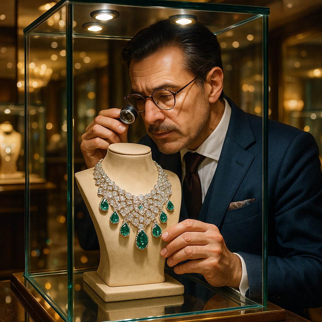 Technical close-up analysis of the iconic Cartier Panther Bracelet showing diamond pav&eacute; setting and onyx spots