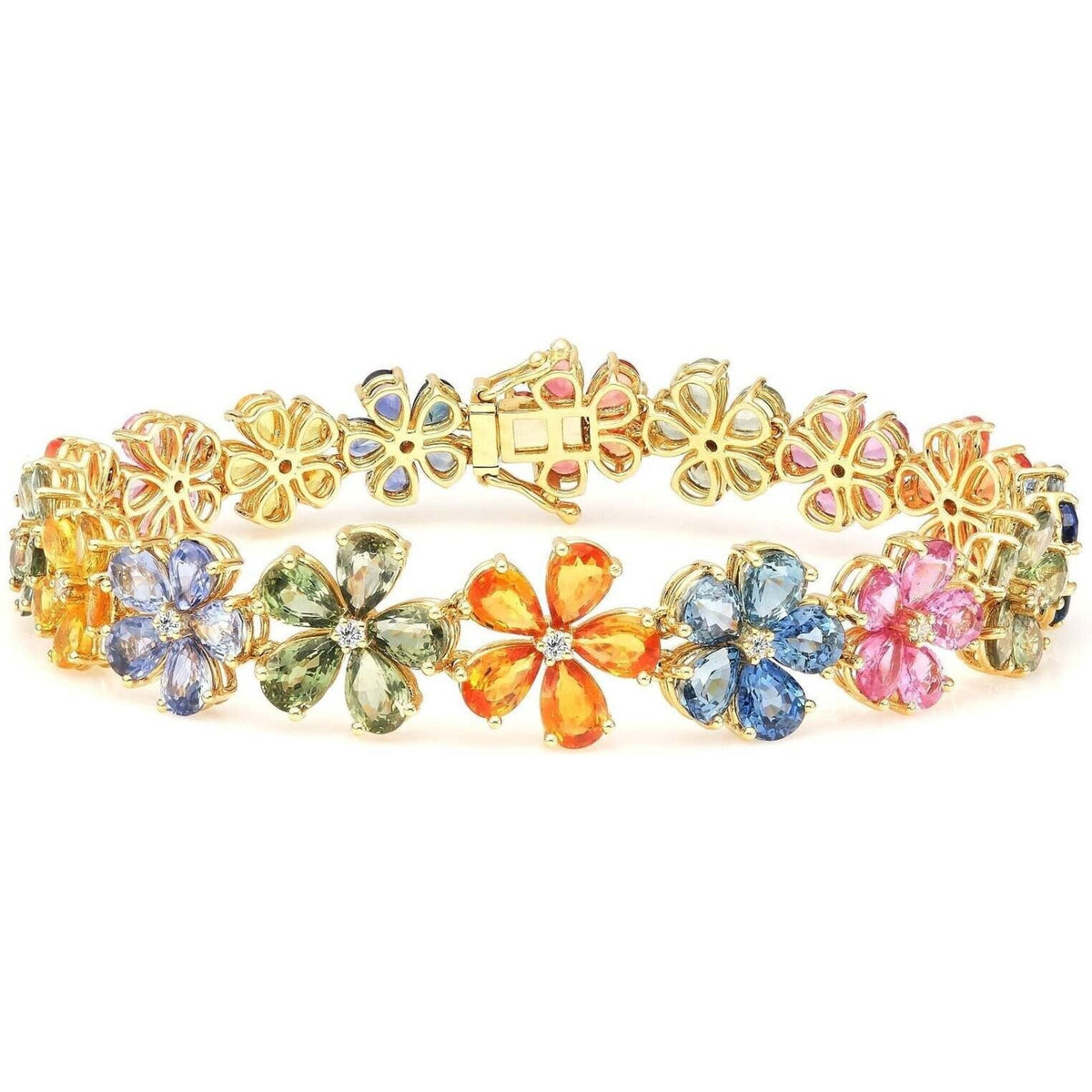 Ruchi New York Desert Blooms Wildflower Bracelet featuring multi-colored sapphires set in 18k yellow gold