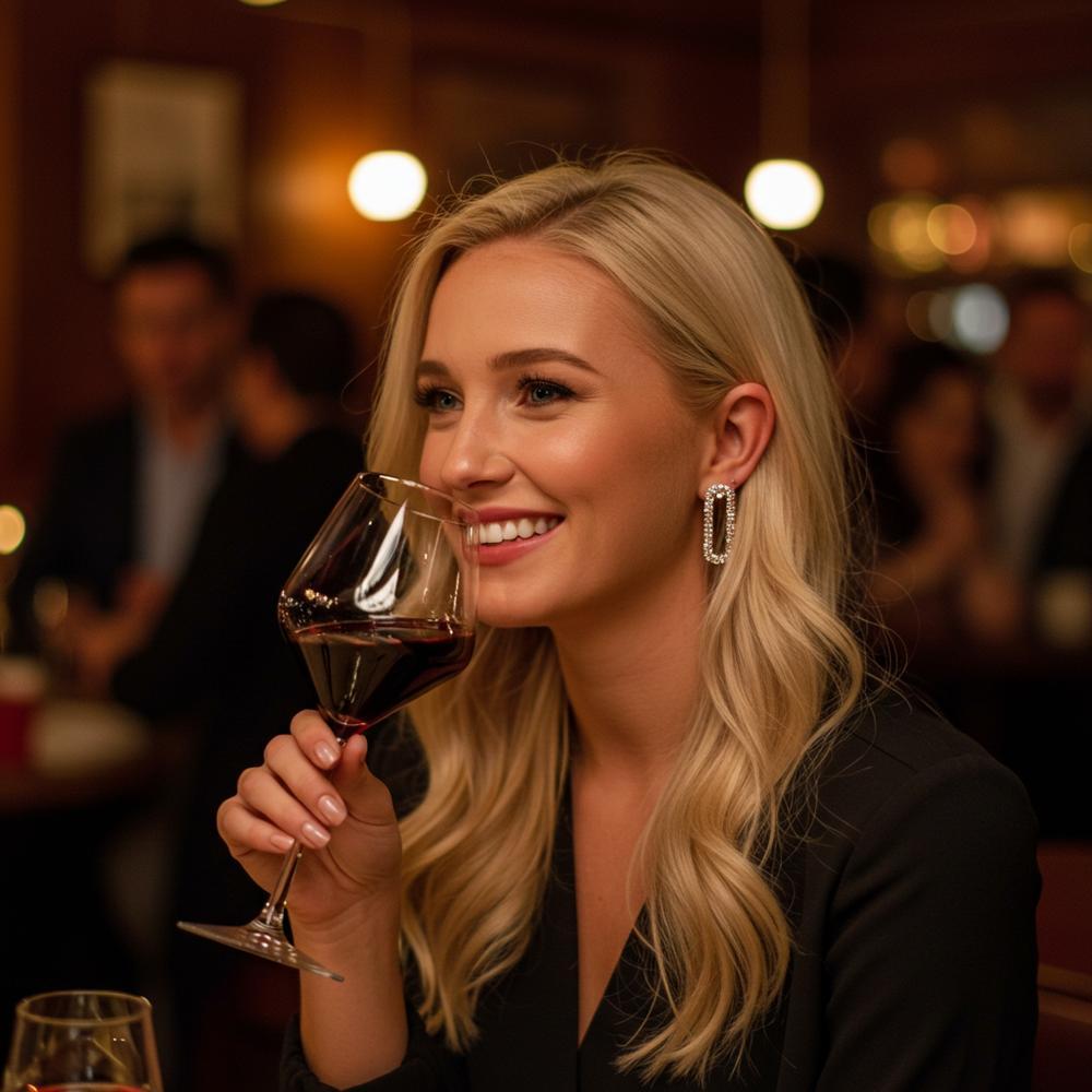 Elegant diamond drop earrings gracefully suspended, sparkling with timeless brilliance.