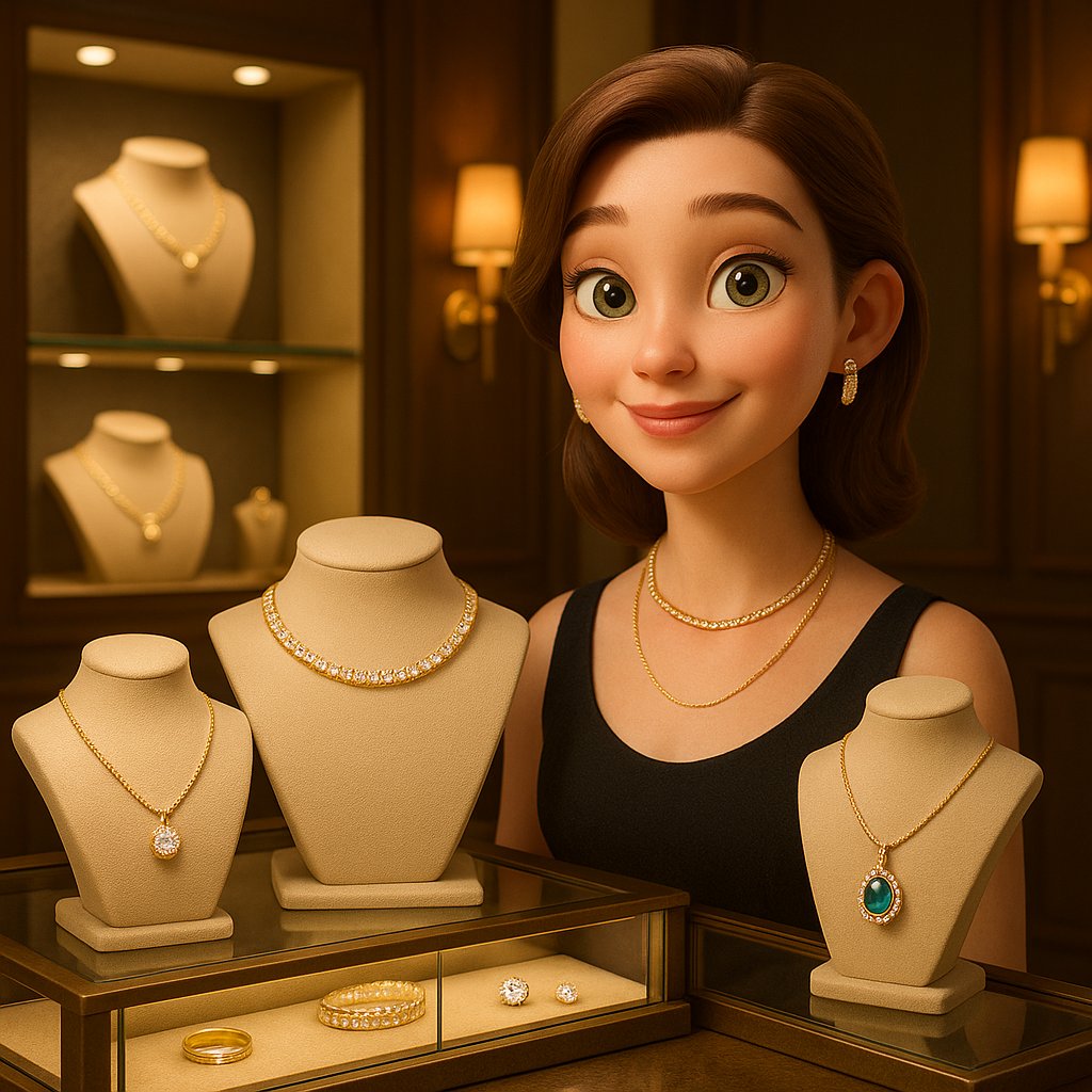 Stylish arrangement of necklaces, chokers, pendants and chains showcasing different jewelry styles