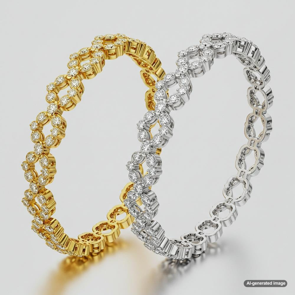 Diamond ring in white gold and yellow gold settings showcasing the difference in appearance