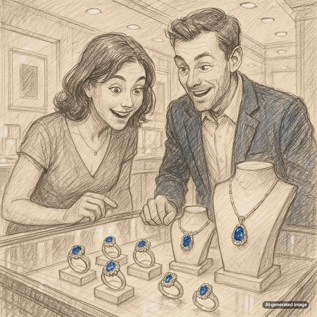 Stunning color-changing sapphire jewelry collection showing variations in color under different lighting