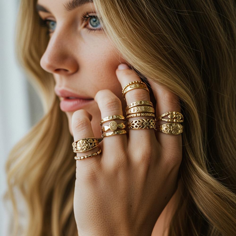Close-up of a woman's hand wearing a sparkling diamond ring, showcasing the importance of proper ring sizing.