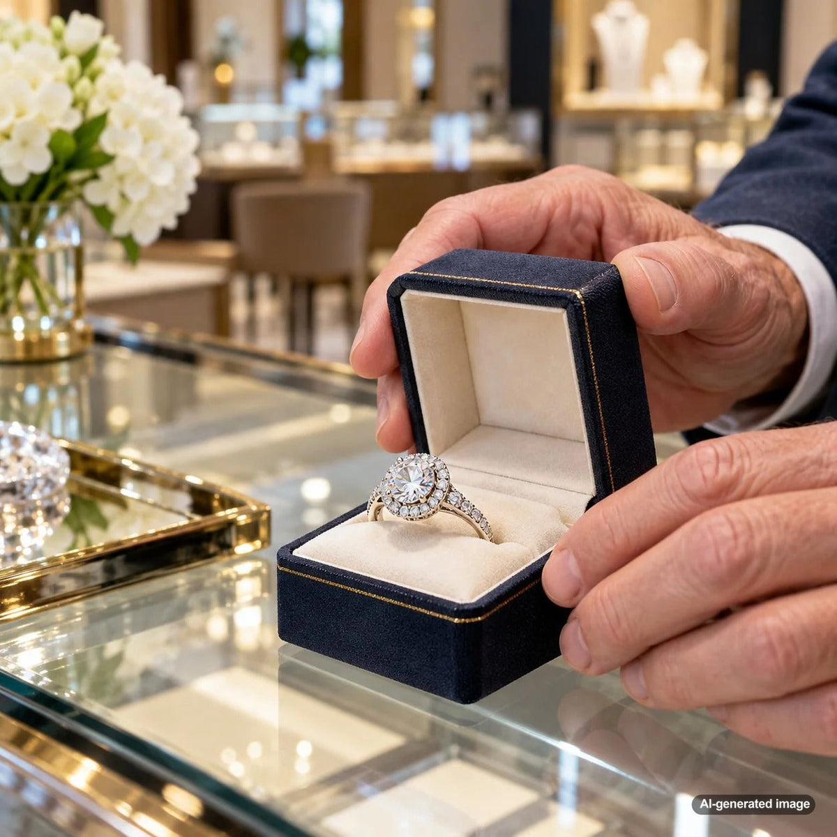 Original jewelry presentation box and estate designer jewelry illustrating how packaging can influence authenticity considerations, collector appeal, and resale value