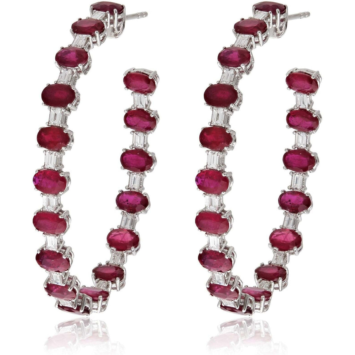 Elegant ruby hoop earrings by Ruchi New York