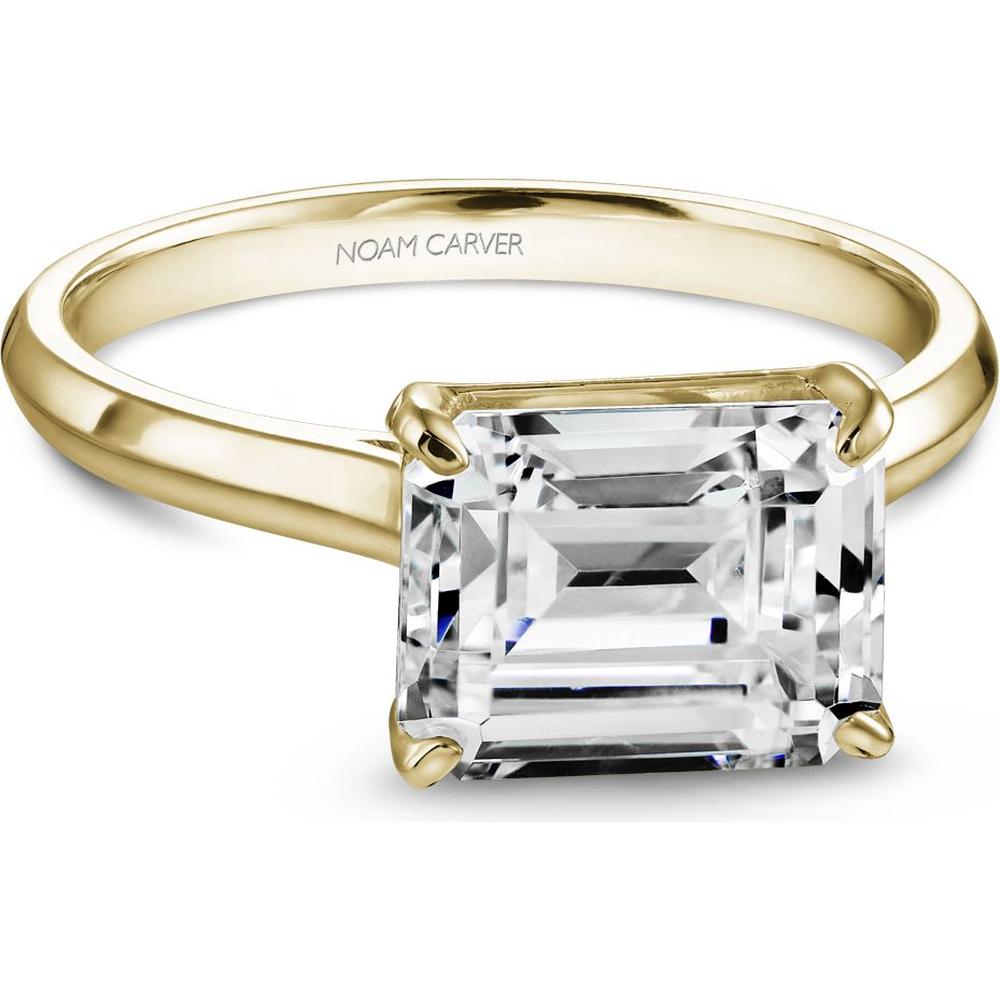 Emerald-Cut Diamond Engagement Ring with Yellow Gold Setting