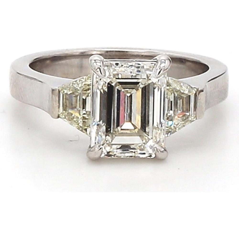 Luxurious emerald cut diamond engagement ring on display at Robinson's Jewelers