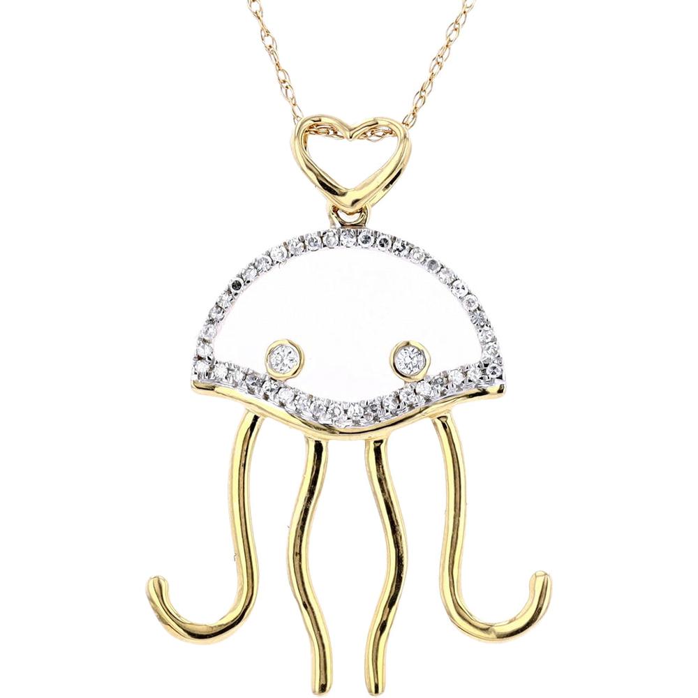 Enchanting 14k Gold Diamond Jellyfish Pendant