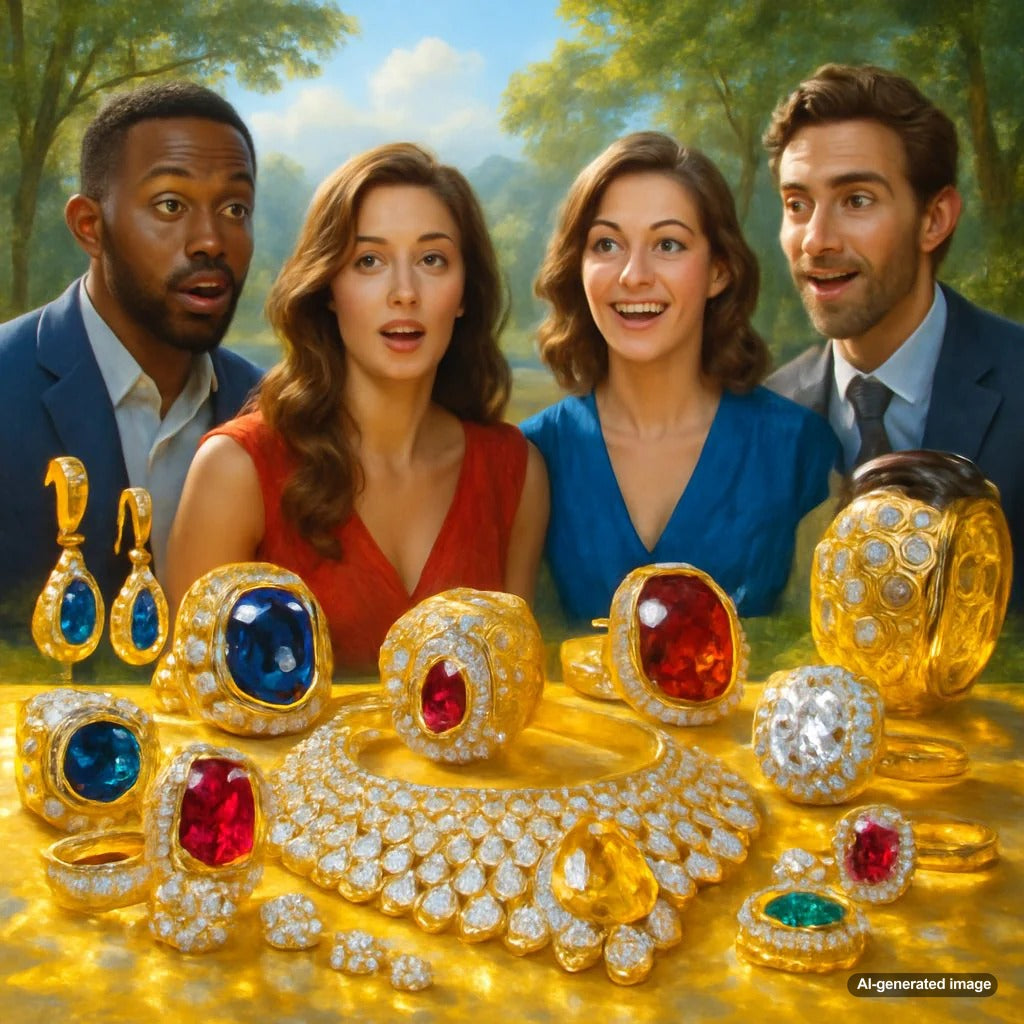 Ethical vs unethical gem sourcing comparison showing beautiful jewelry alongside responsible mining practices