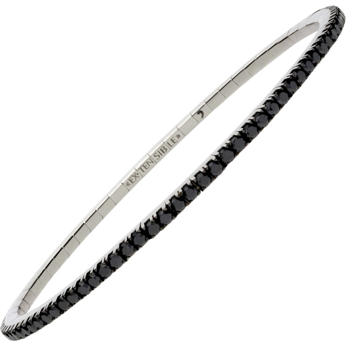 Extensible 2.6 Carat Black Round Diamond Stretch Tennis Bracelet in 18K White Gold