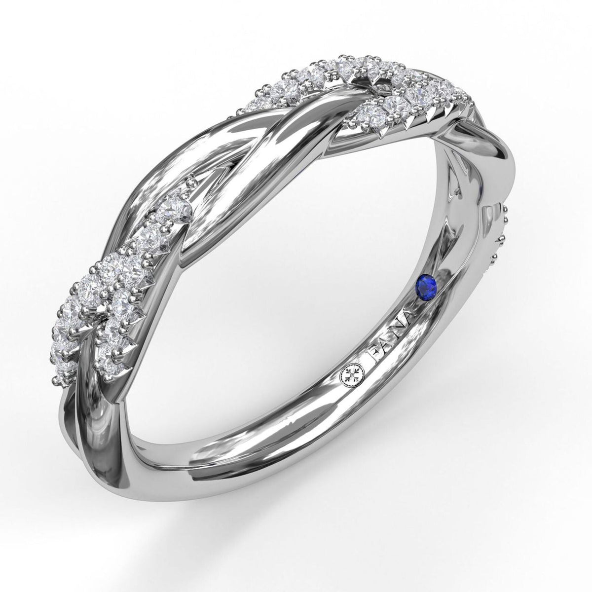 Fana Braided and High Polish Diamond Band W7219 in 14K & 18K Gold and Platinum