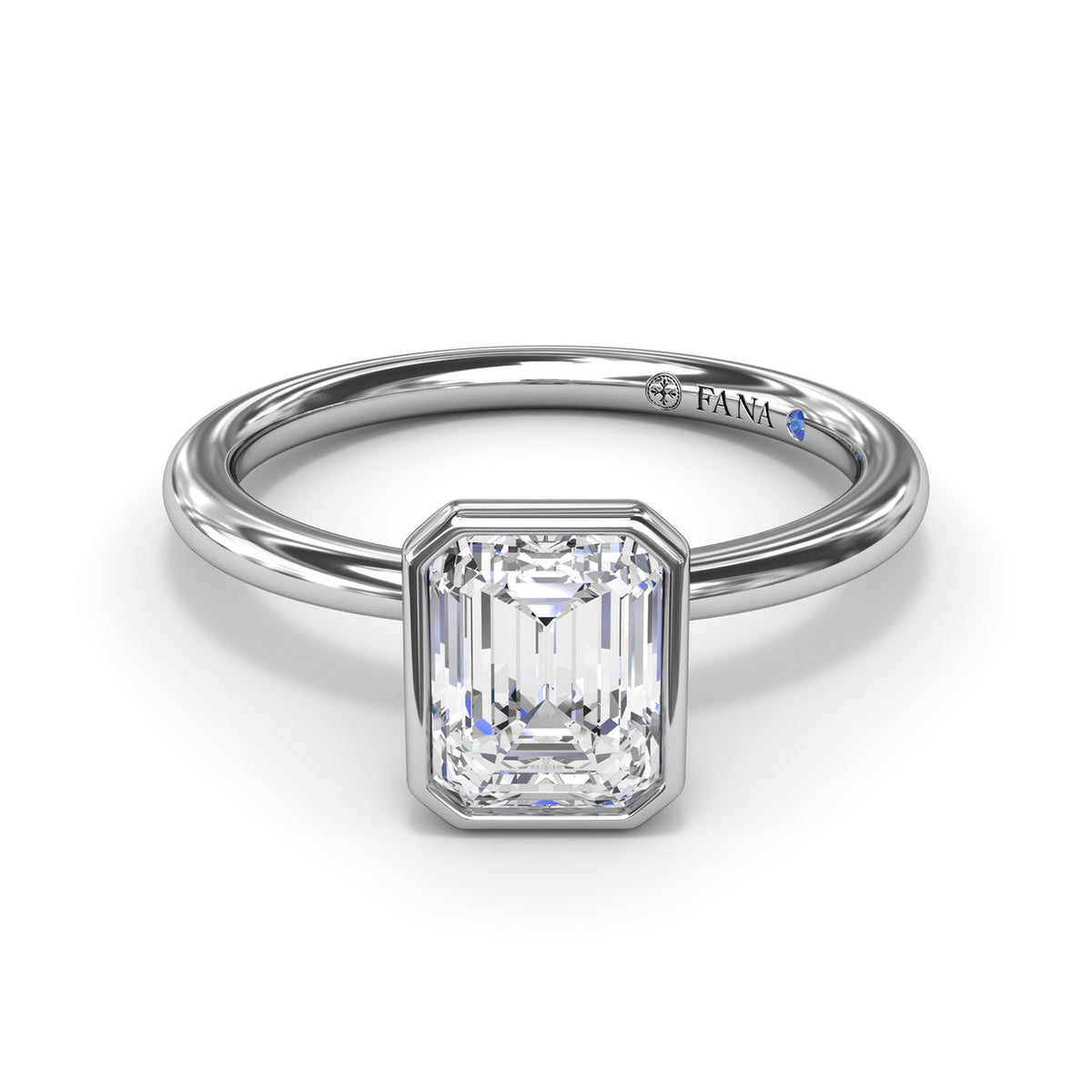 Bezel set diamond engagement ring with modern solitaire design