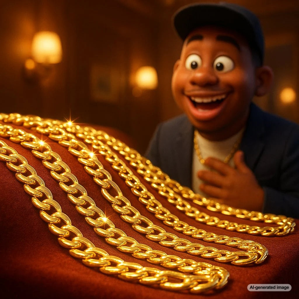 Luxury gold Figaro chain showcasing the distinctive pattern of alternating links