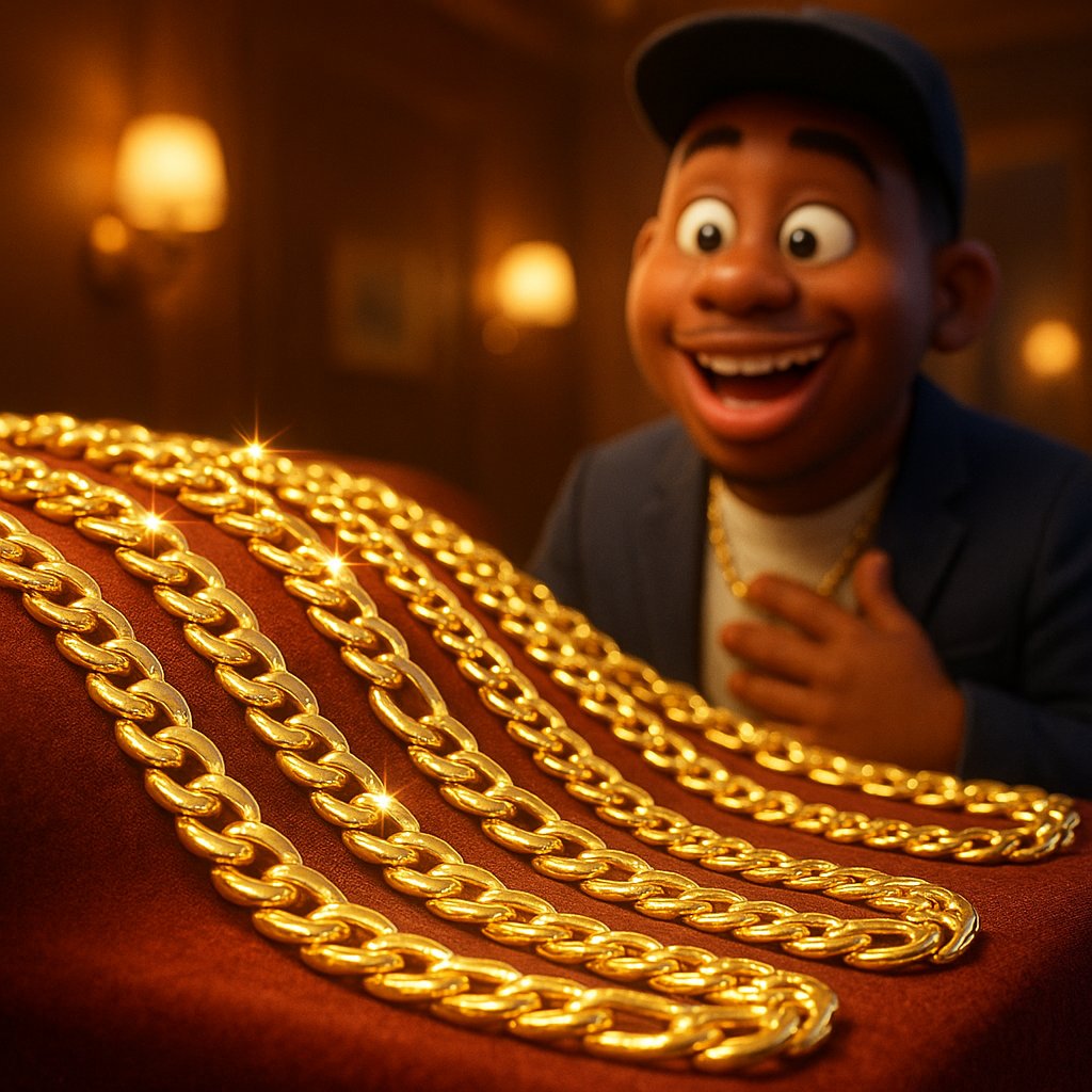 Luxury gold Figaro chain showcasing the distinctive pattern of alternating links