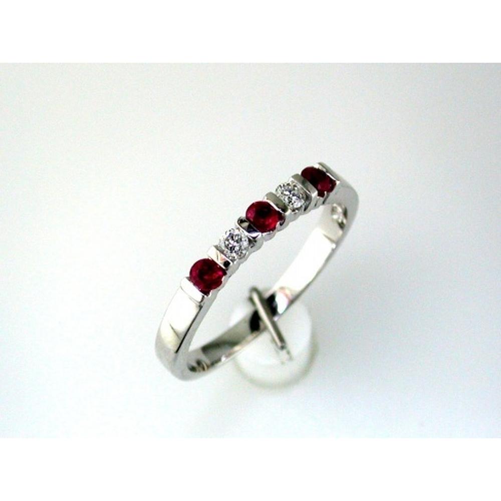 Glamorous Royal 14K White Gold Ruby & Diamond Band