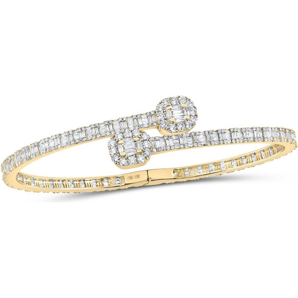 Yellow gold bypass bracelet with diamonds