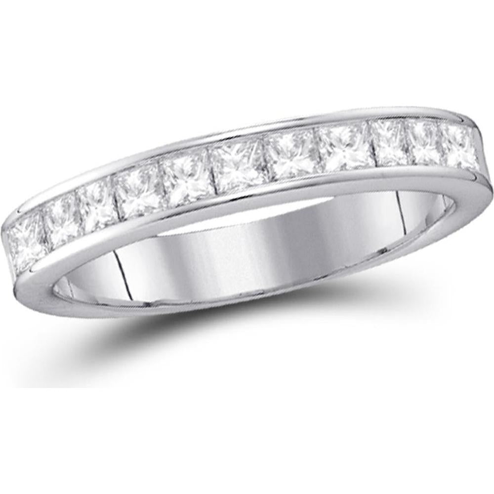 GND 14K White Gold Princess Diamond Channel-Set Wedding Band with 0.25 Carat Total Diamond Weight