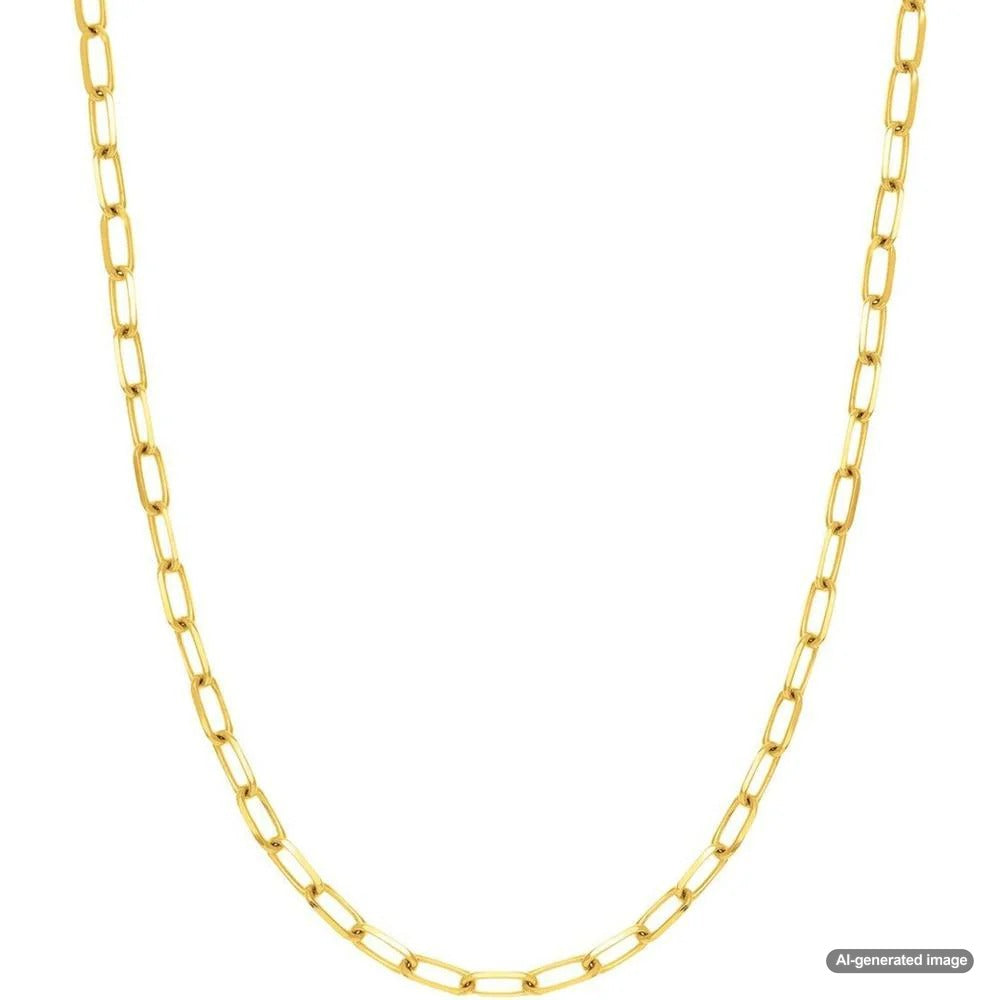 Elegant gold paperclip chain necklace perfect for layering, showcased at Robinson's Jewelers