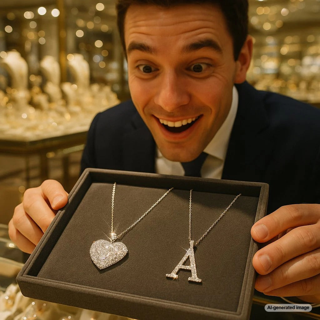 Elegant comparison of heart pendant and initial necklace on velvet display