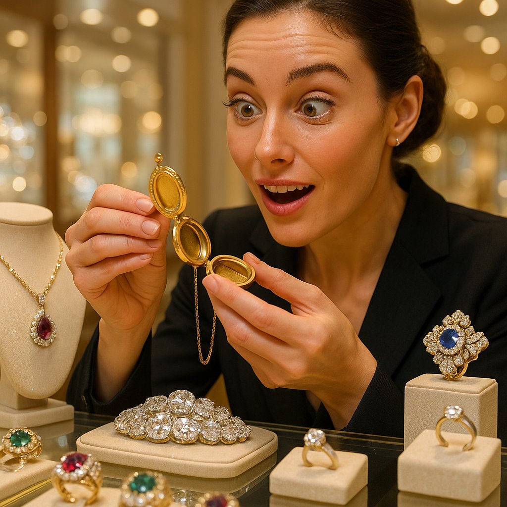 Exquisite jewelry with hidden compartments, showcasing rings, lockets, and pendants with secret spaces