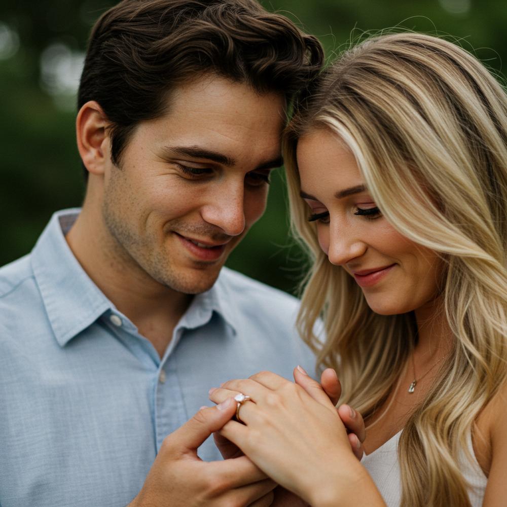 Woman's hand with a sparkling diamond engagement ring