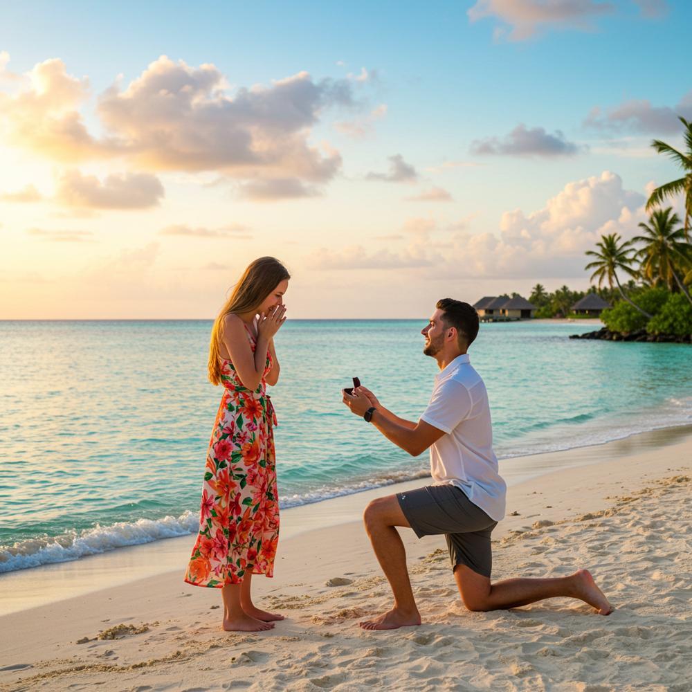 Couple celebrating engagement with a beautiful diamond ring from Robinson's Jewelers