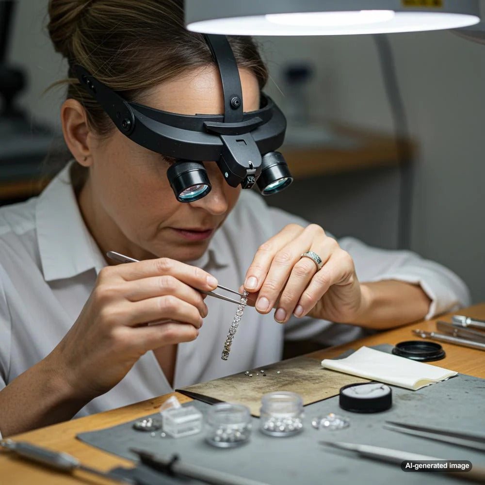 A jeweler carefully crafting a fine jewelry piece with precision and expertise