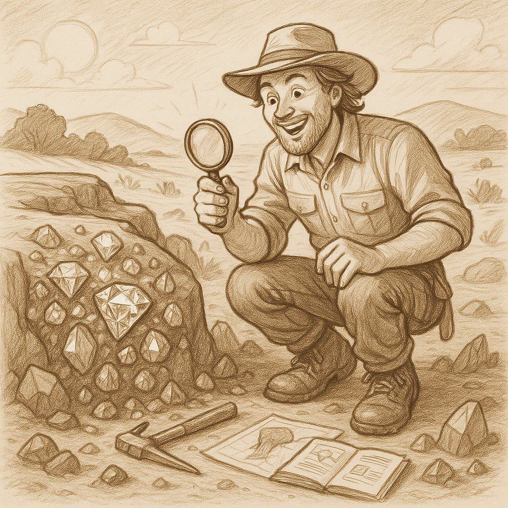 Geologists examining core samples in search of kimberlite diamond pipes