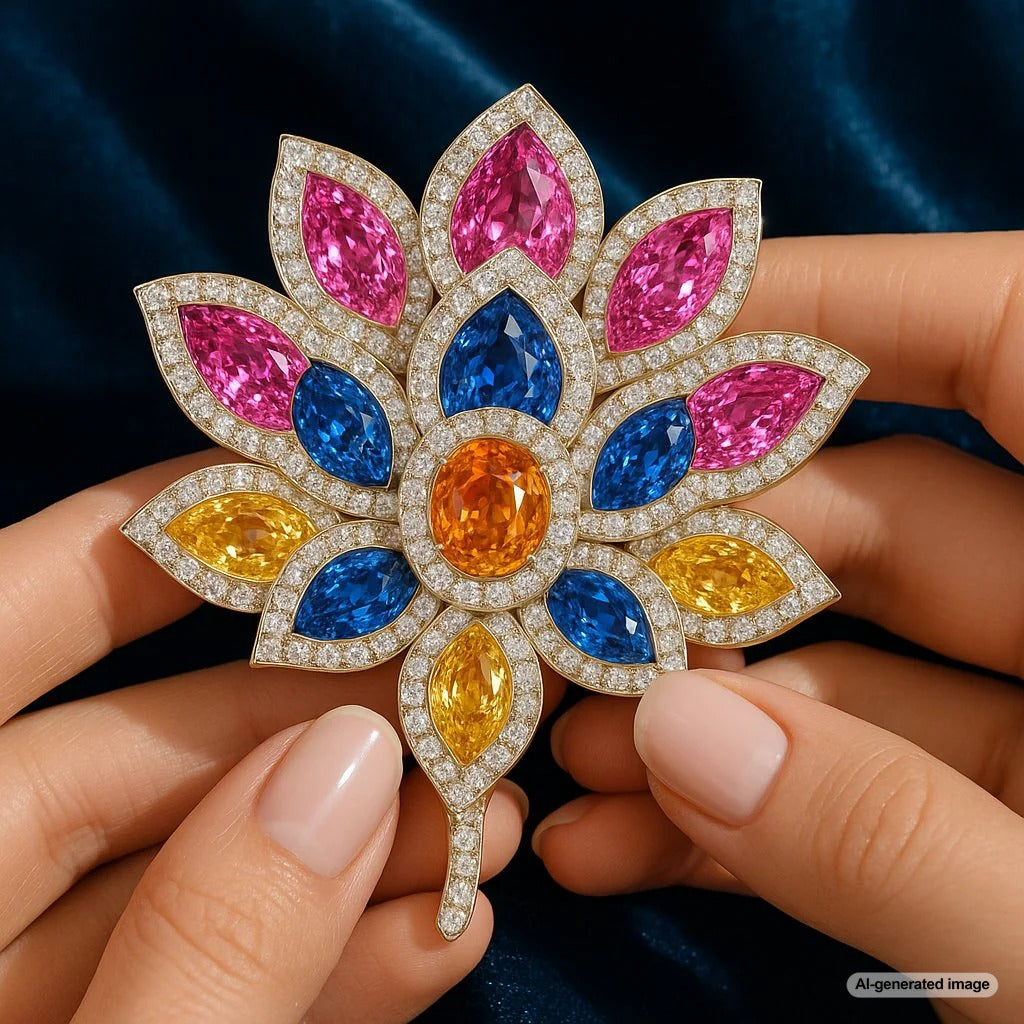 Exquisite lotus flower diamond pendant necklace from Robinson's Jewelers' luxury collection