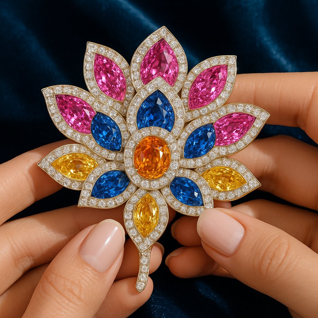 Exquisite lotus flower diamond pendant necklace from Robinson's Jewelers' luxury collection