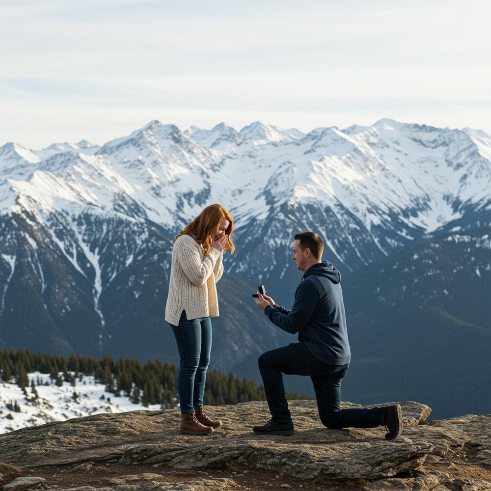 Couple holding hands with a beautiful diamond engagement ring visible
