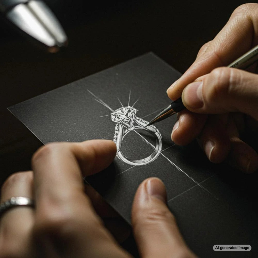 Custom jewelry being handcrafted by a skilled artisan at Robinson's Jewelers