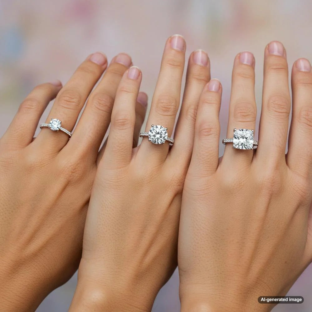 Diamond carat size comparison for engagement rings