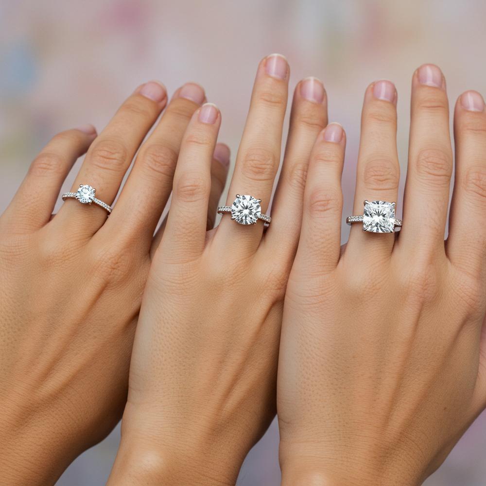 Diamond carat size comparison for engagement rings